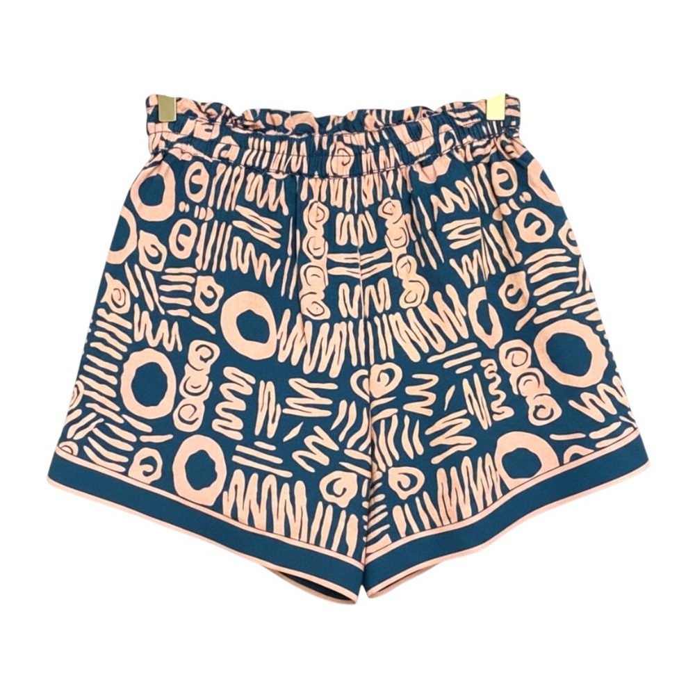 CLEOBELLA Kayin Paperbag Pull-On Shorts ISLA BLUE & LIGHT PINK Linen/Cotton SZ S - Picture 1 of 6